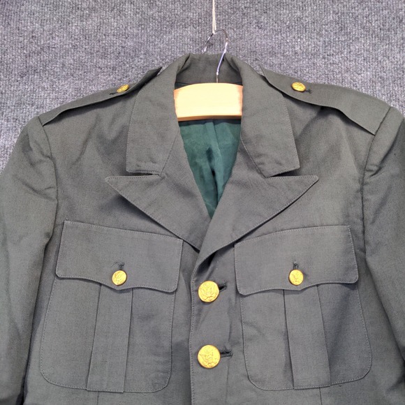 U.S. Army Tropical Dress Coat Green Size 34 Short Poly Wool Blend Uniform - Picture 9 of 14